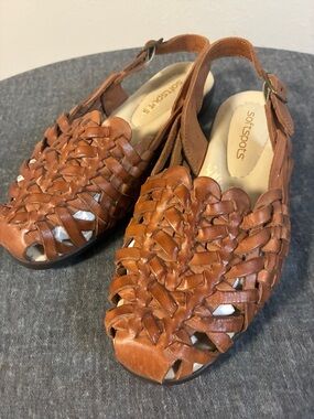 Softspots Tobago Huarache Sling in Cognac Size 5 1/2